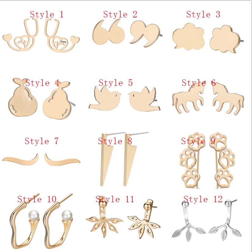 Серьги гвоздики из нержавеющей стали для девочек|Серьги-гвоздики| |