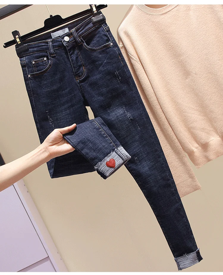 

Big size women's clothing spring 2021 new fat sister hip thigh thick women's pants loose and thin fashion jeans