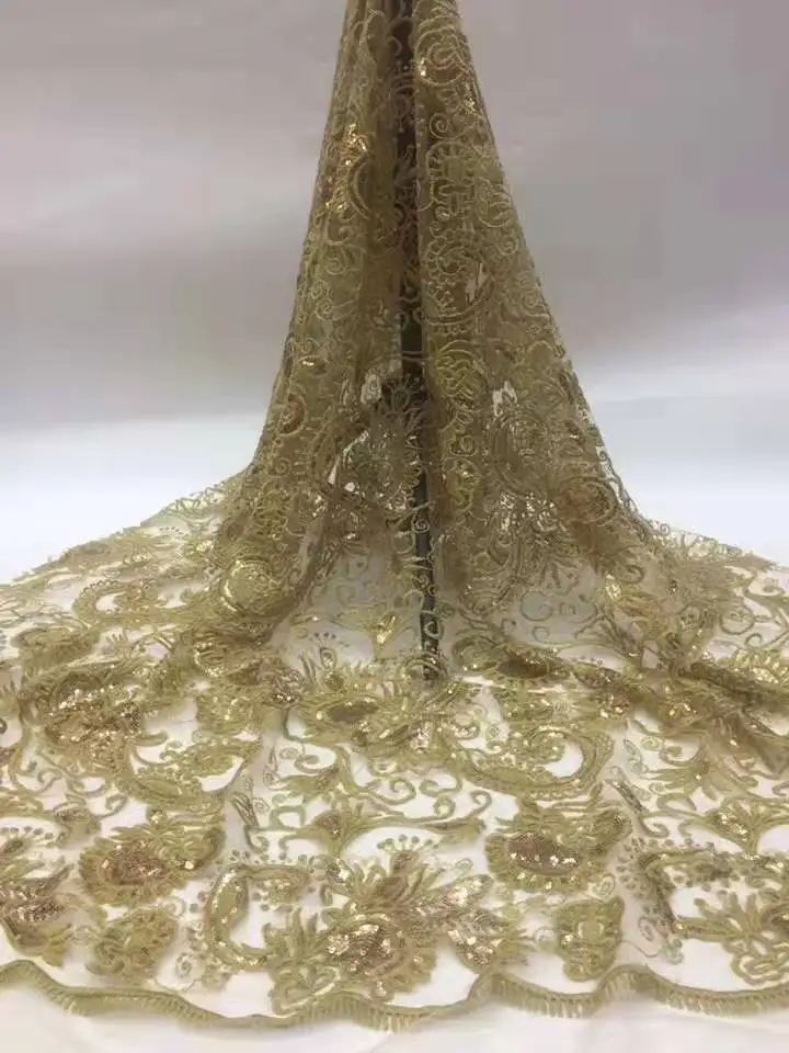 

New fashion dark floral lace tulle 2020 sequins French tulle lace African sequins national style embroidery, dress skirt desig