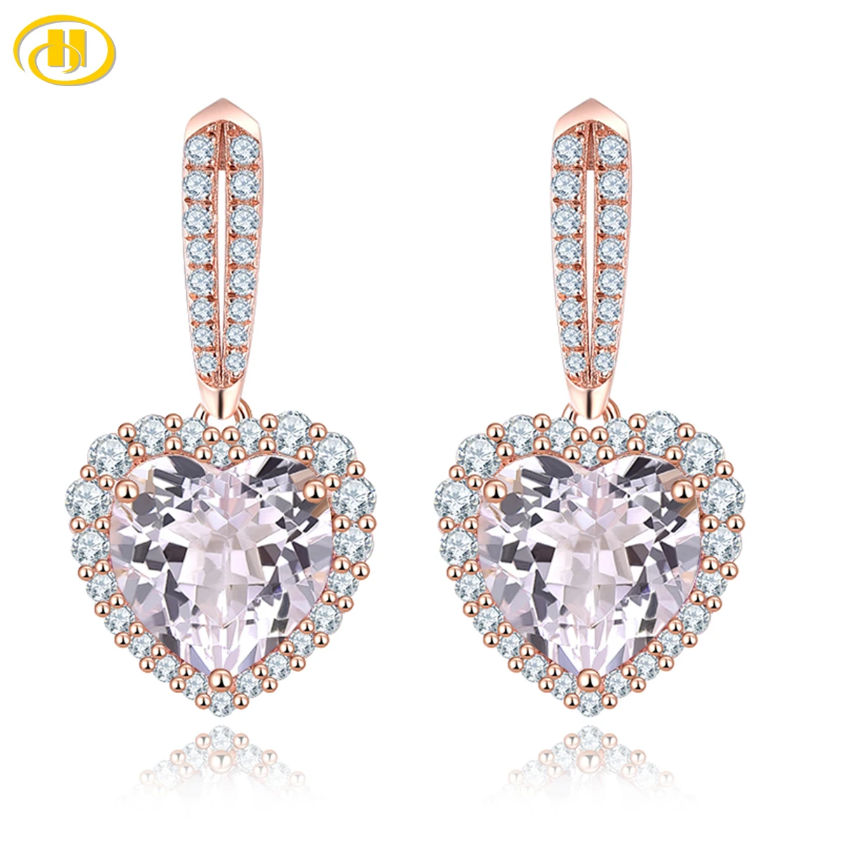 

Серьги женские из серебра 925 пробы, 9 мм, с натуральным розовым аметистом