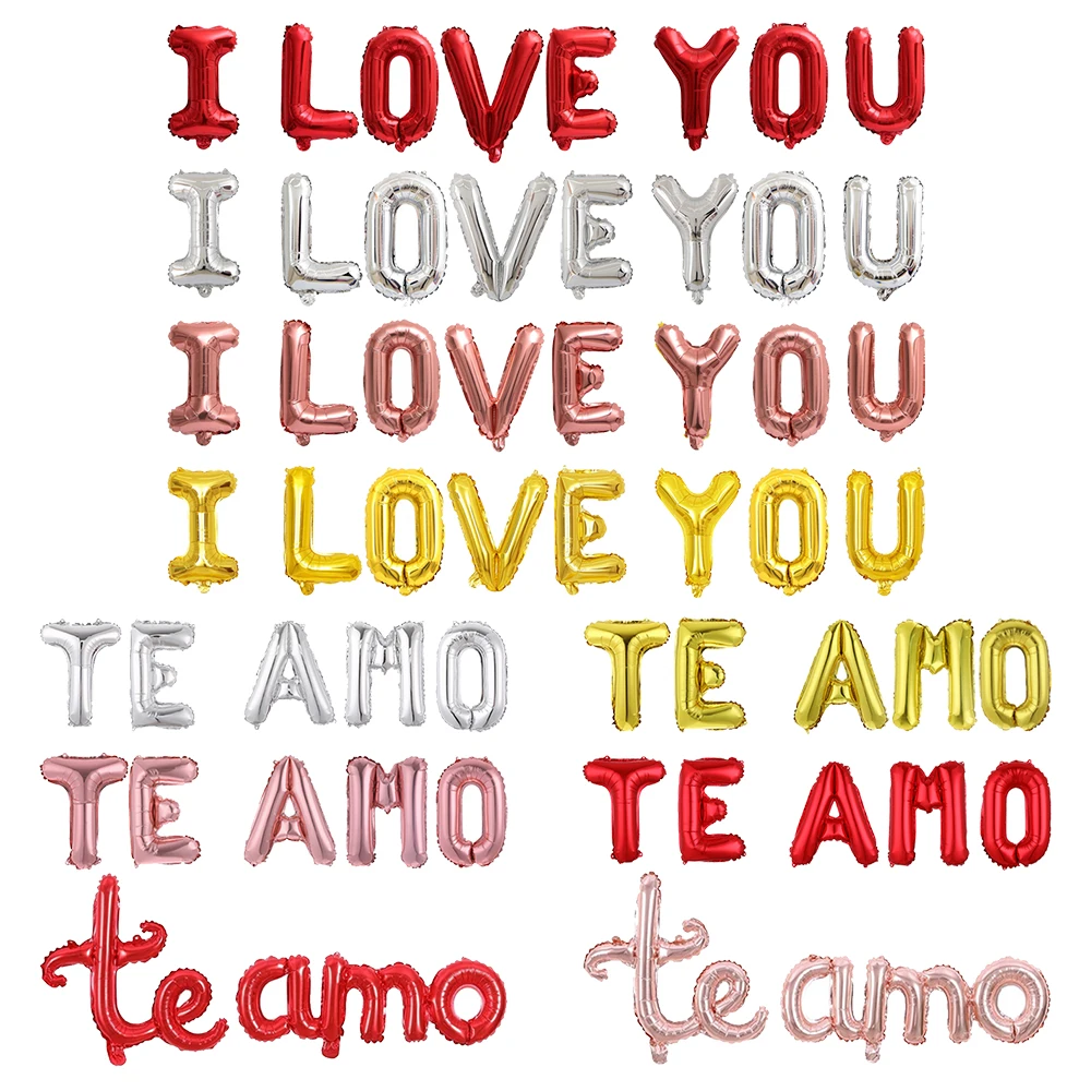 

16 Inch Spanish TE AMO Letter Aluminum Foil Balloon Golden Rose Gold I Love You Valentine's Day Wedding Party Background Decor