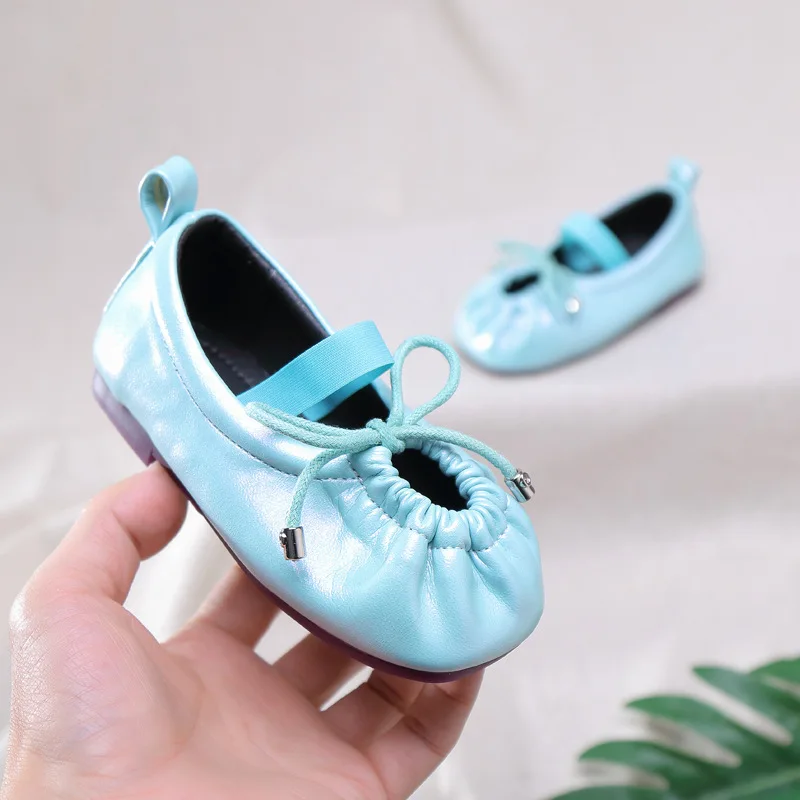 Весенняя детская обувь принцессы Балетки с бантом для маленьких девочек Детские