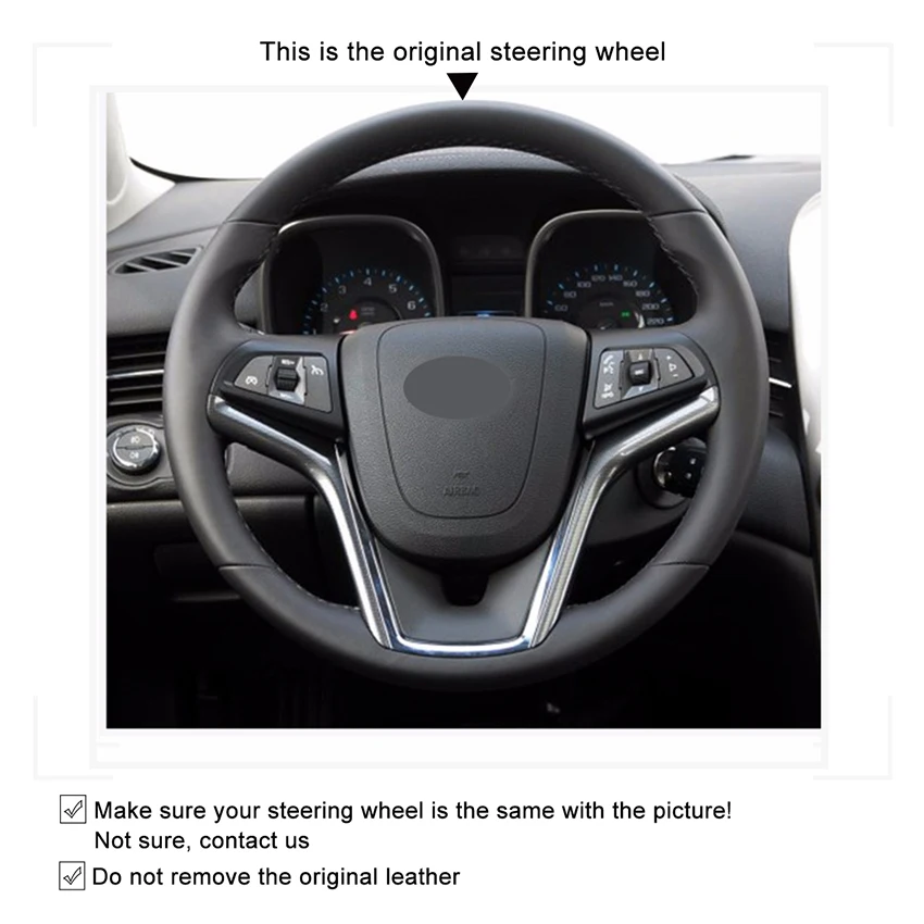 Soft Hand-stitched Black Artificial Leather Car Steering Wheel Cover for Chevrolet Malibu 2011-2014 Volt 2011-2015 |