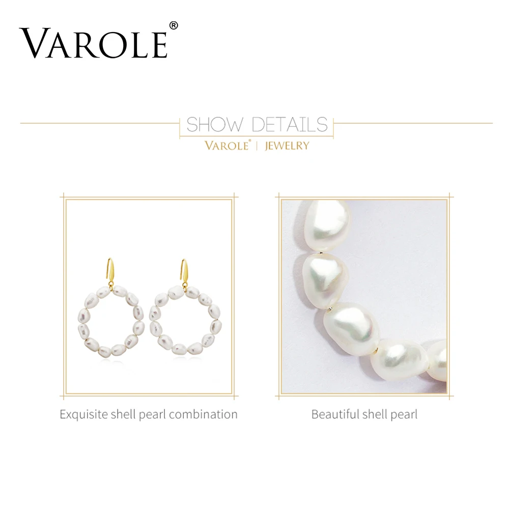 Серьги из натурального жемчуга VAROLE для женщин золотистые круглые