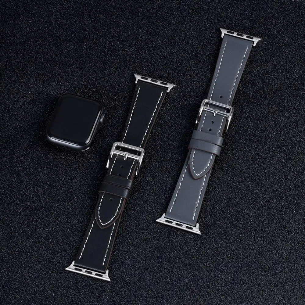 Ремешок из ПУ кожи для iWatch 40 мм 44 спортивный браслет один тур Apple watch 42 38 Series 1 2 3 4 5 6
