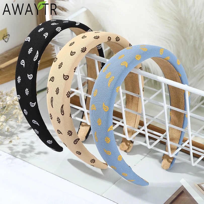 

AWAYTR Wide Print Headbands for Women Hairbands Elastic Bezel Dot Hair Hoop Bands Bow Fashion Girls Hair Accessories Headwear