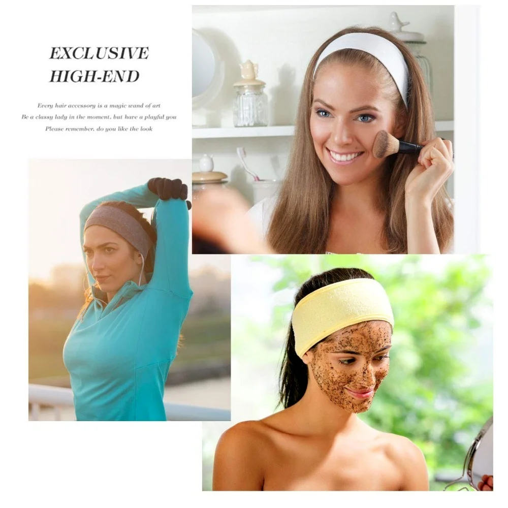 

Towel Head Band Sweat Hairband Head Wrap Non-slip Stretchable Washable Headband Hair band for Sports Face Wash Makeup