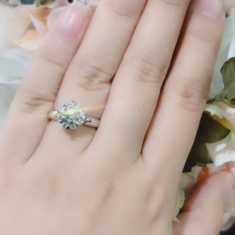 

Sterling Silver 10k 14k white gold 100% 0.3ct 4.0mm Round Cut Moissanite Ring DEF Color VVS1 Wedding Engagement Ring For Women