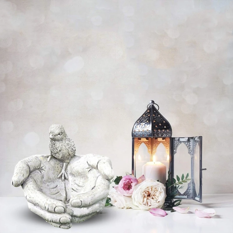 

Hand Shaped Bird Feeder Resin Garden Statue Sculpture Outdoor Decorations for Patio Porch Pathway Yard Ornaments