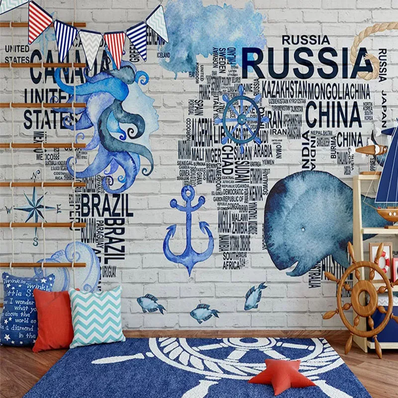 Самоклеящиеся водонепроницаемые 3D обои акварельная навигационная икона Карта