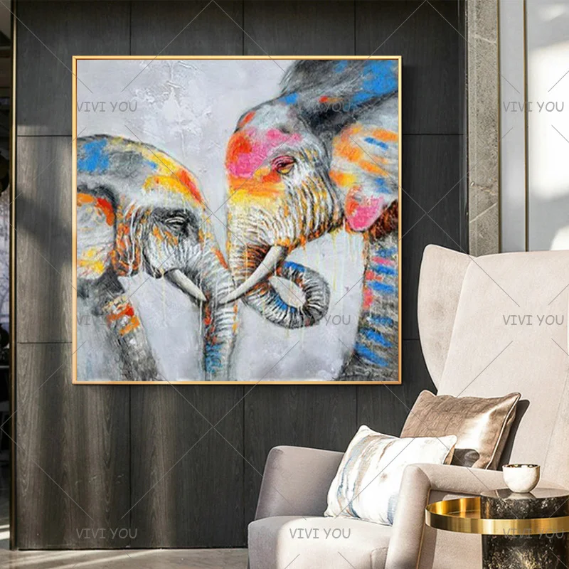 Большой размер 100% ручная роспись новый абстрактный слон масляная живопись на