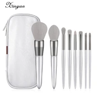 xinyan 8pcs silver makeup brushes set with bag powder foundation eye shadow blush lip professional make up beauty cosmetics tool