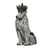 78cm nordic style crown lion king statue resin crafts simulation lion animals art sculpture home decoration accessories r2904
