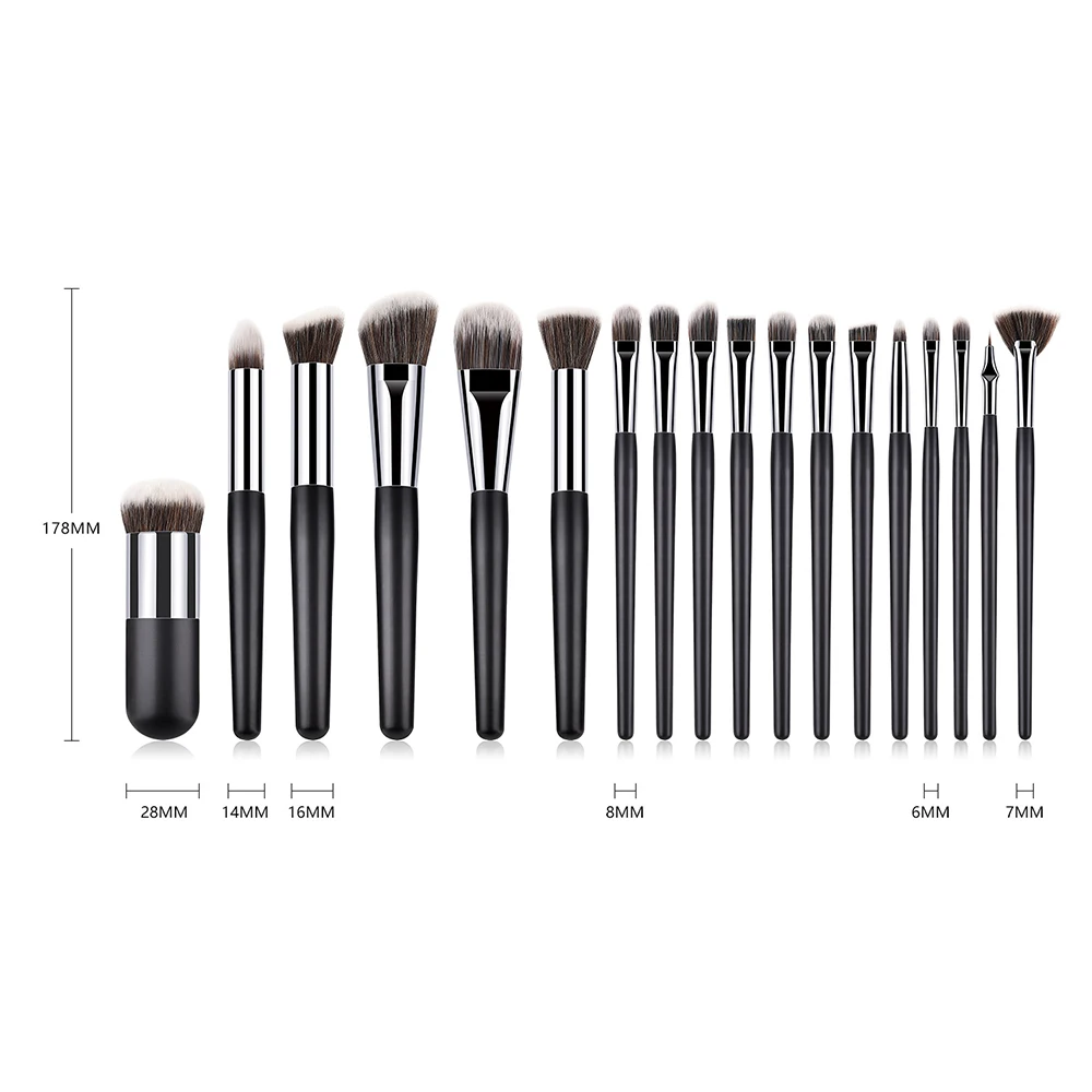 

FUQUE 18 Pcs Chubby Makeup Brushes Sets High-end Wood Handle Nylon Wool Foundation Powder Eyeshadow Make Up Tool Kit Maquiagem