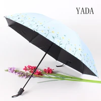 yada 2020 mini ins fashion flower umbrella parasol rainy three folding umbrellas for girl women uv windproof umbrellas yd200029