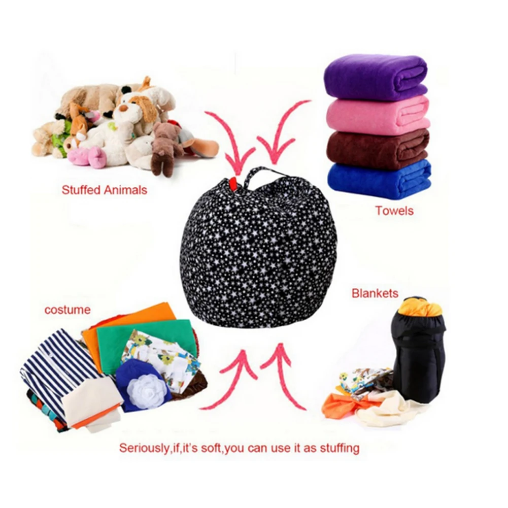 

Home Garden Too Kids Stuffed Animal Storage Bean Bag Mulifunction Large Toy Organizer Durable Activity Organizer for Kids