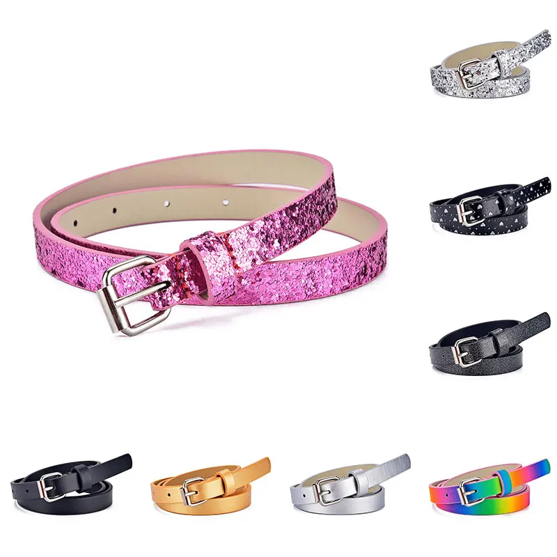 

New Fashion Wide Genuine Leather Children Belt With Shiny Color Luxury Jeans Belts Girls Top Quality Straps Hollow Ceinture