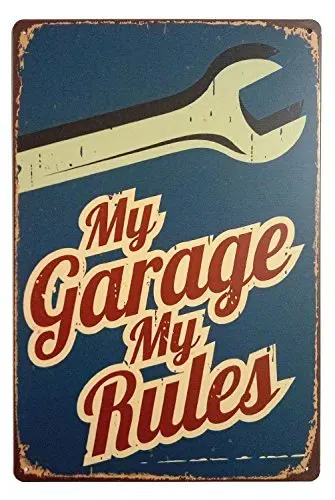 

ERLOOD My Garage My Rules Retro Vintage Decor Metal Tin Sign 12 X 8 Inches