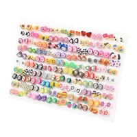 100pairs mix style soft clay fruit animal plastic pin stud earings sets for women girls ears piercing jewelry brincos oorbellen