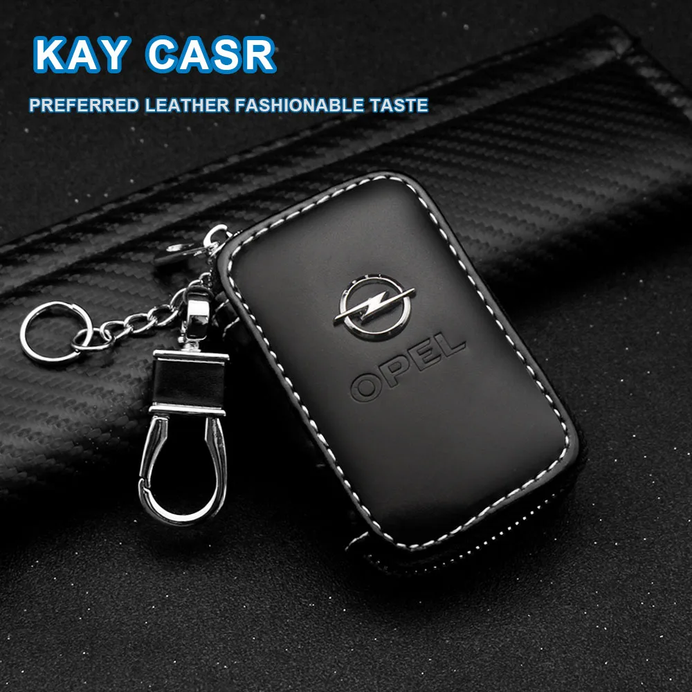 

Leather Car Key Case Remote Control Key Case Leather Zipper Keychain For Opel Astra H J Insignia Corsa D G Car Accessories