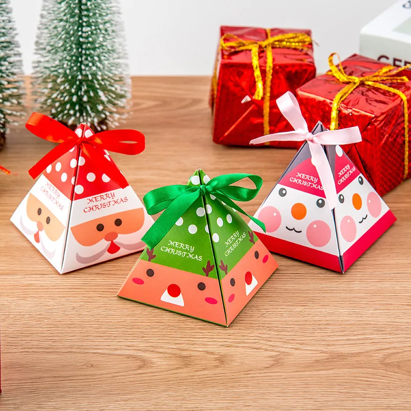 Рождественская Подарочная коробка 10 шт. треугольная упаковочная сумка