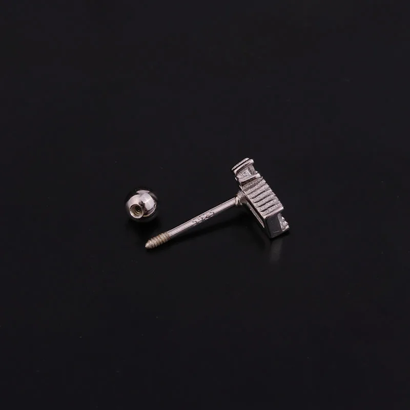 1pc Silver Color Star Crystal CZ Cartilage Piercing Stud Earrings Helix For Women Jewelry Tragus Rook Earlobe Screw Back Earring | Украшения