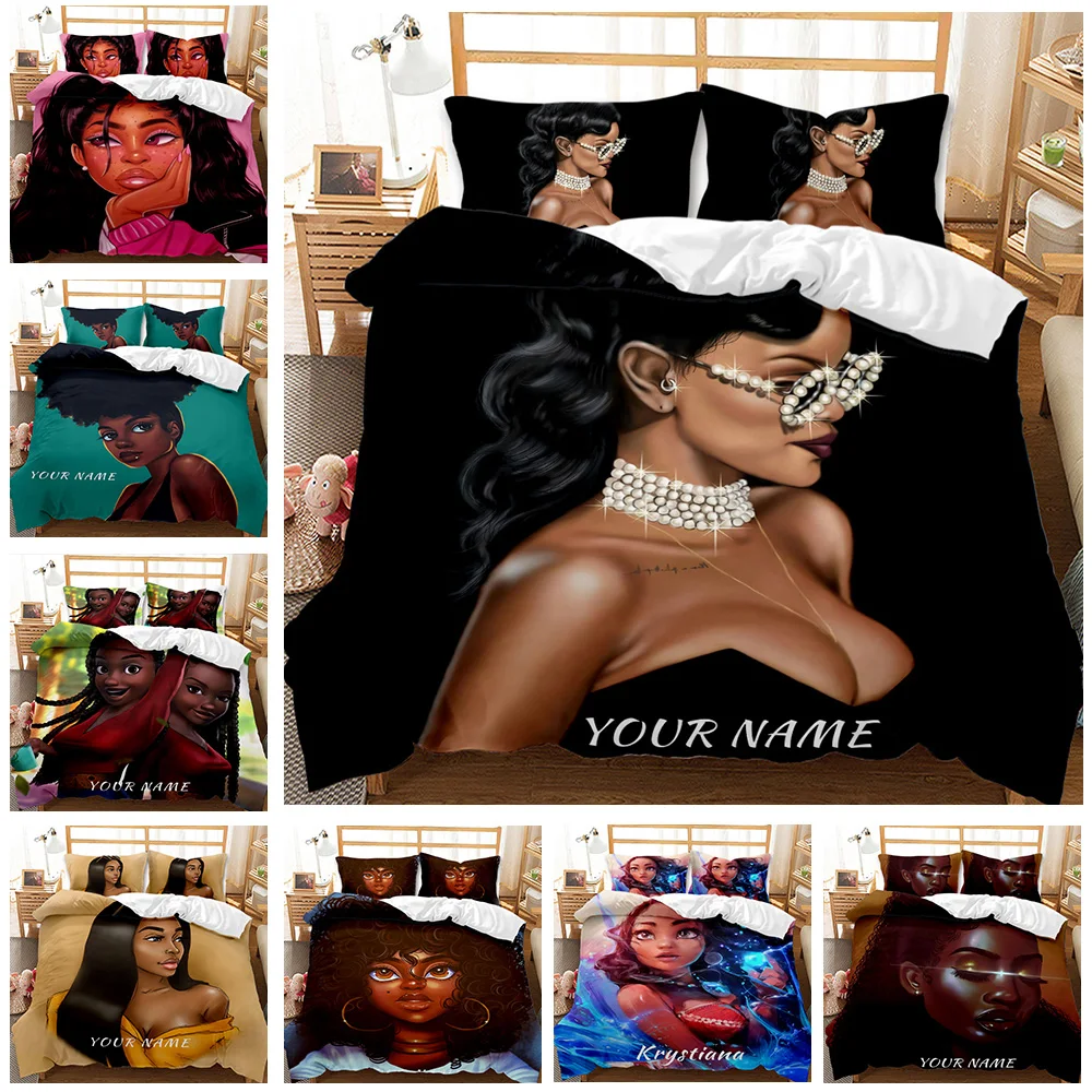 

3D Cartoon Printed Duvet Cover African Girl Sexy Woman Quilt Cover Twin Full Queen King Size Bedding Set Bedclothes Home Textile