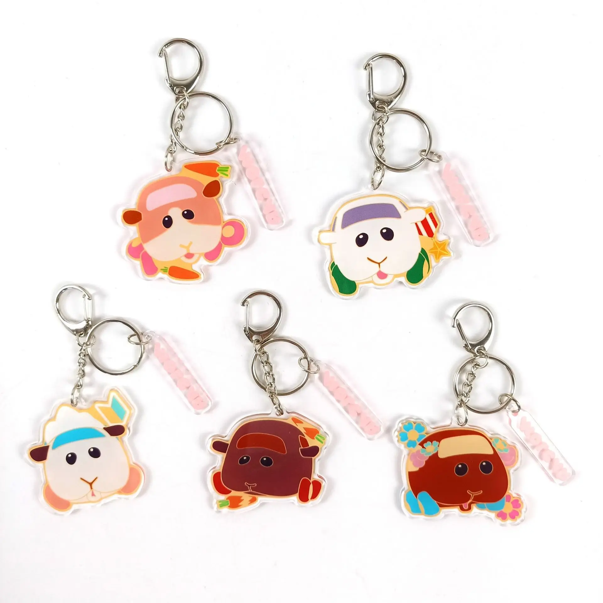 

Anime PUI PUI Molcar Guinea Pig Cute Animal Keychains Cartoon Double-Side Acrylic Key Ring Bag Charm Classic Kids Gifts