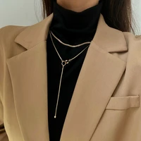 xialuoke hiphop rock punk style metal geometry double chain pendant long sweater necklace for women retro fashion jewelry gifts