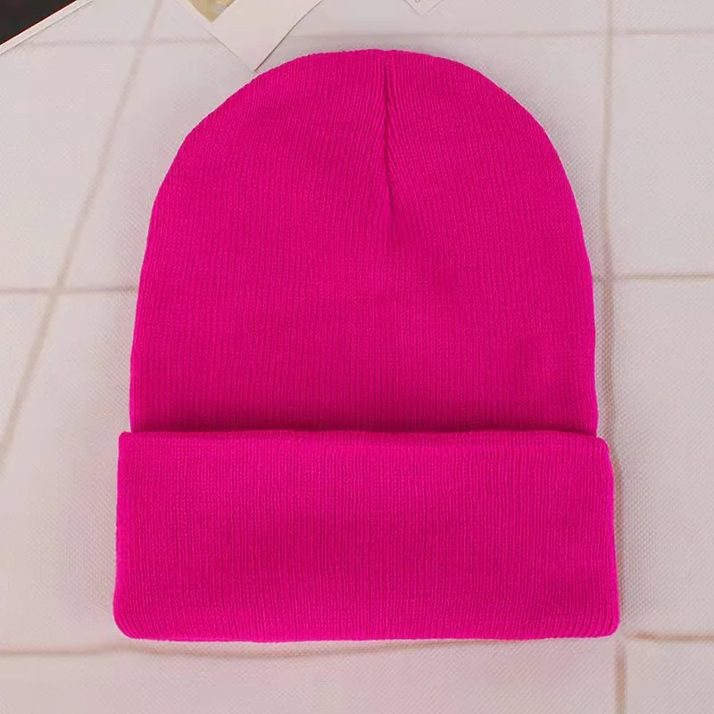 

2021 European and American ladies fashion solid color acrylic wool couple knit pullover cap 2085