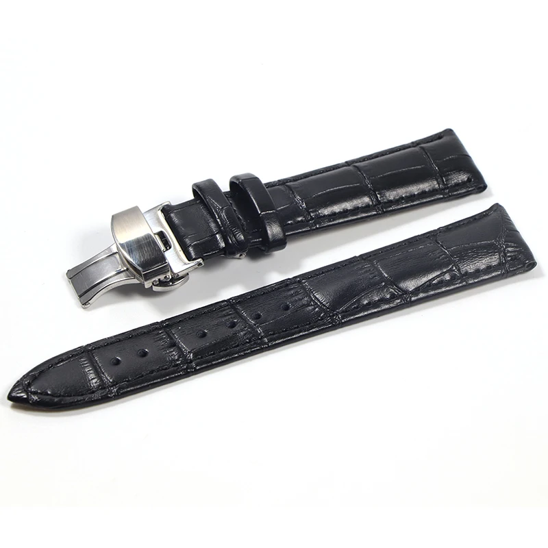 Calfskin Genuine Cow Leather Watchband Belt For Watch Strap Bracelets Butterfly Buckle Replacement 18mm 20mm 22mm 24mm
