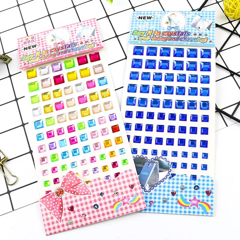 Квадратные круглые пятиконечные наклейки со стразами акриловая смола Алмазная