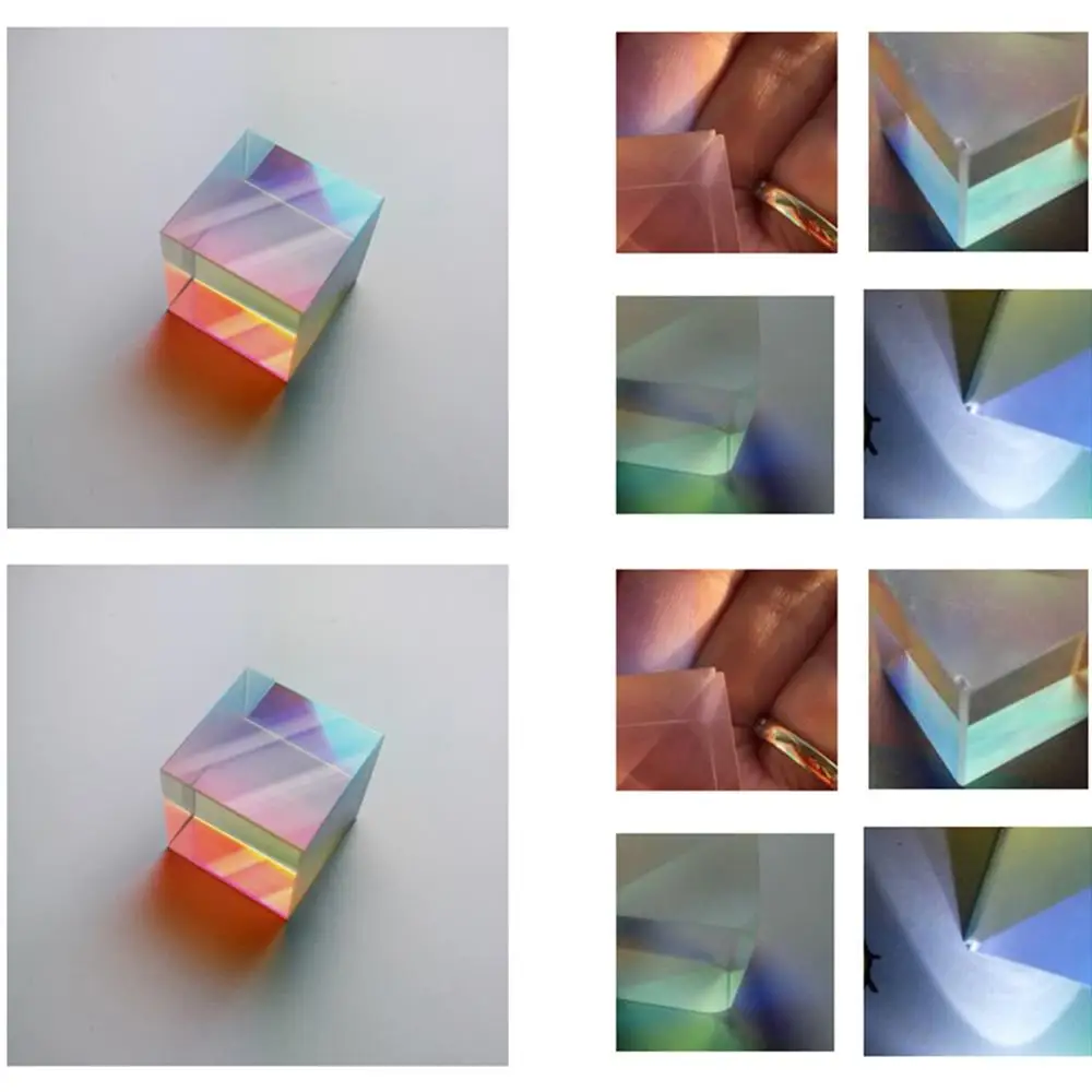 Красочные комбайнер Splitter кросс-Двуцветные куб RGB Призма оптический Стекло в
