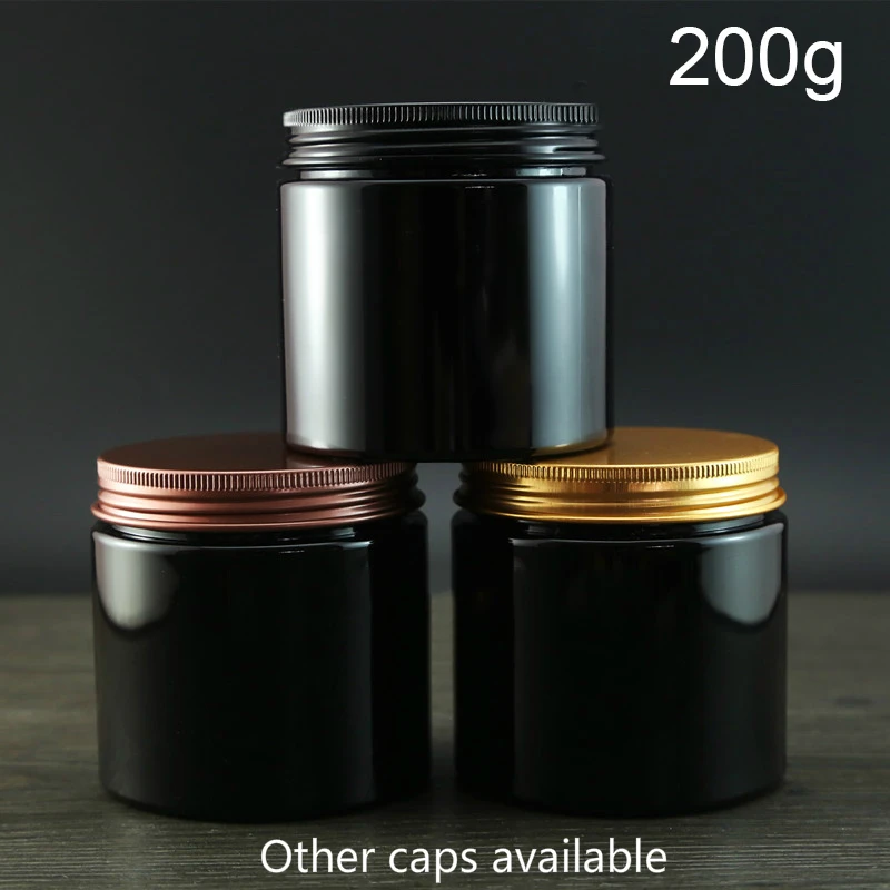 Черный 200g Пластик банку пустые для косметического крема тела лосьон контейнер