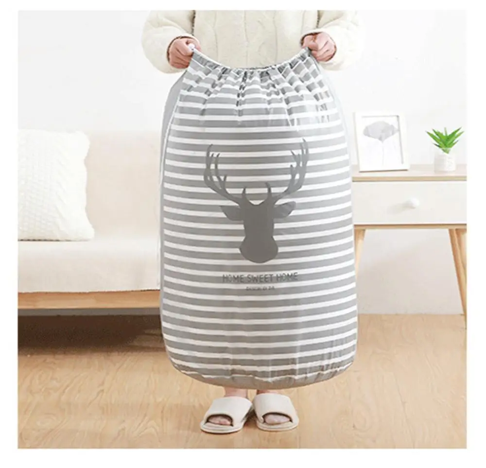 

2019 new PEVAPortable Clothes Storage Bag Organizer 82*43cm Folding Closet Organizer For Pillow Quilt Blanket Bedding