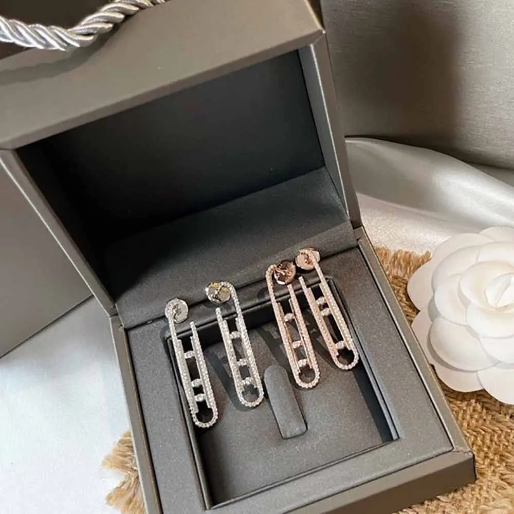 hot brand jewelry 925 sterling silver sliding lock circle earrings mix three color zircon earrings rose gold silver earring free global shipping