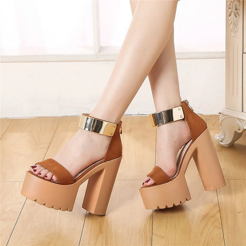 

Sandals 2020 New Platform 15cm Sexy Nightclub Thick Heel High Sandal For Woman Stilettos Heels Pole dance