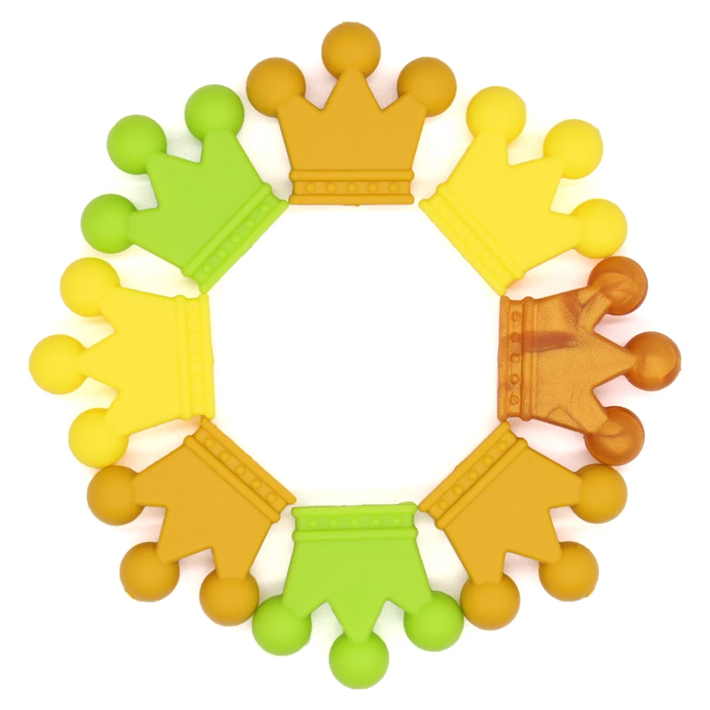 

Food Grade Silicone 10pcs Mixed Crown Beads BPA Free Baby Teether Chewable Teething Pandent DIY Pacifier Chain Accessories