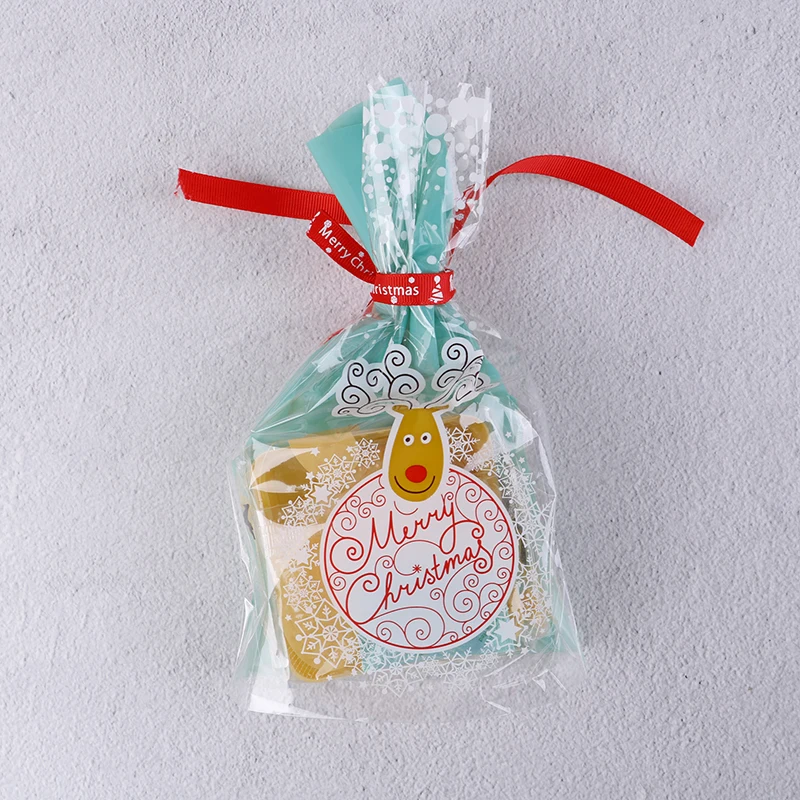 

20Pcs Bag New Year Gift Bag Christmas Candy Cookies Pack Xmas Santa Claus Gift Biscuits Plastic Bags For Party Decor