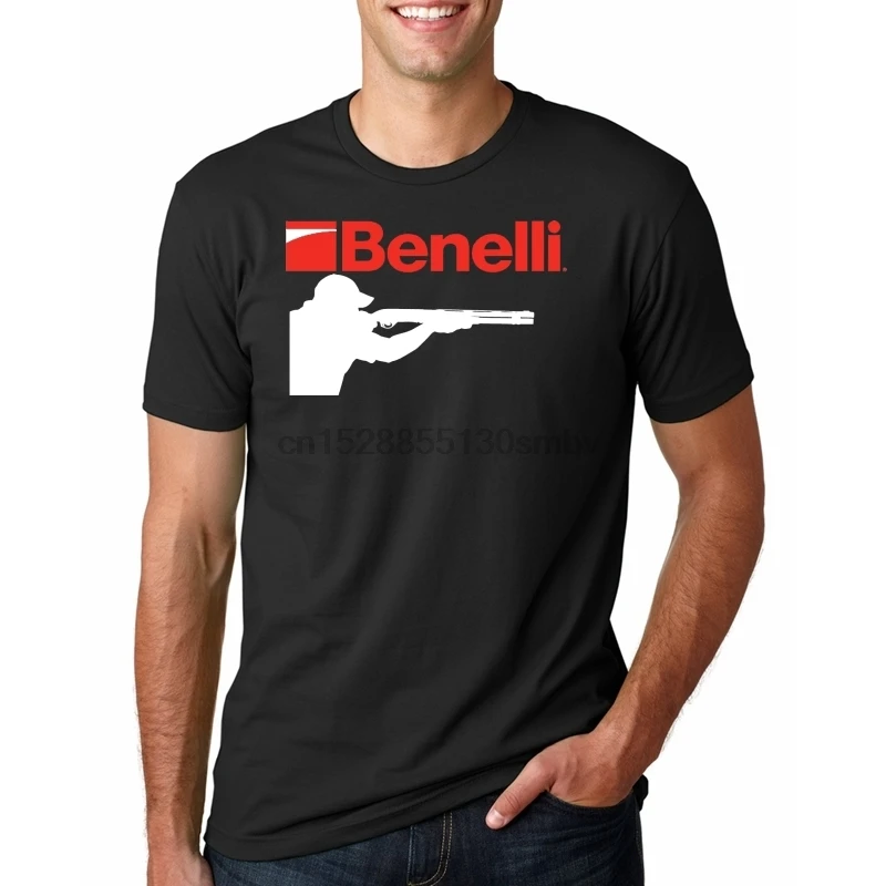 Мужская хлопковая футболка Benelli Shotguns без пряжки Классическая свободная в стиле