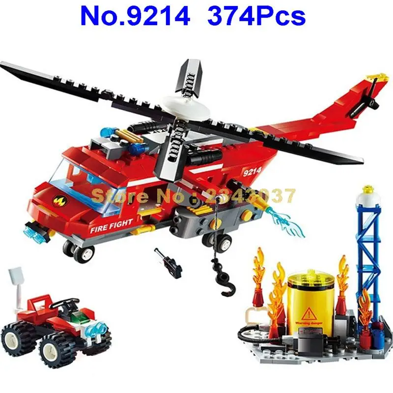 9214 374 шт. городской пожарно спасательные вертолет строительный блок 3