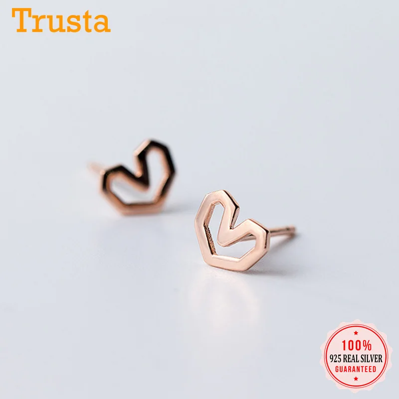 Женские серьги гвоздики из серебра 925 пробы с сердечками|earrings gift|heart stud earringsfashion
