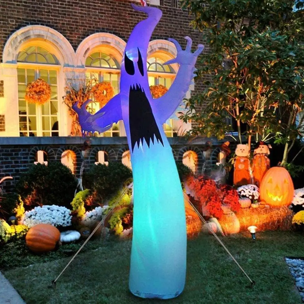 

Праздничное украшение на Хэллоуин, надувной белый призрак, украшение для лужайки, светодиодный фонарь, садовый ужас, ночник, светящийся, 3,6 м...
