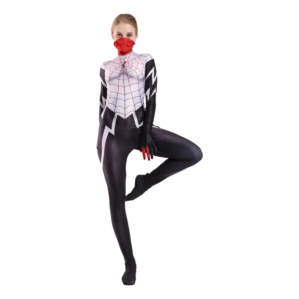 Женский Шелковый костюм Человека паука для косплея Cindy Moon супергероя Зентаи