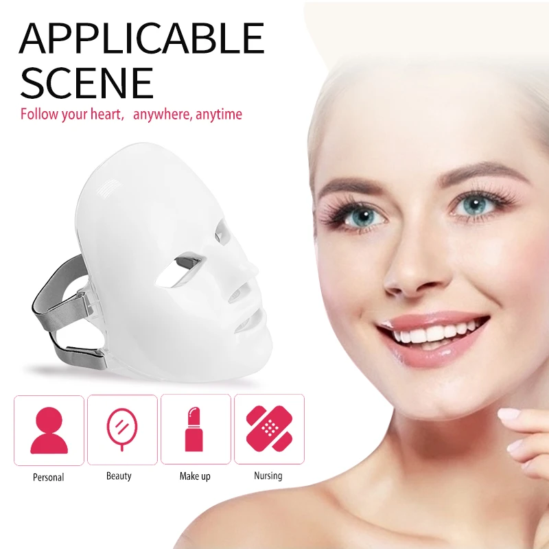 Светодиодная маска для лица 7 цветов фотонная терапевтическая светильник