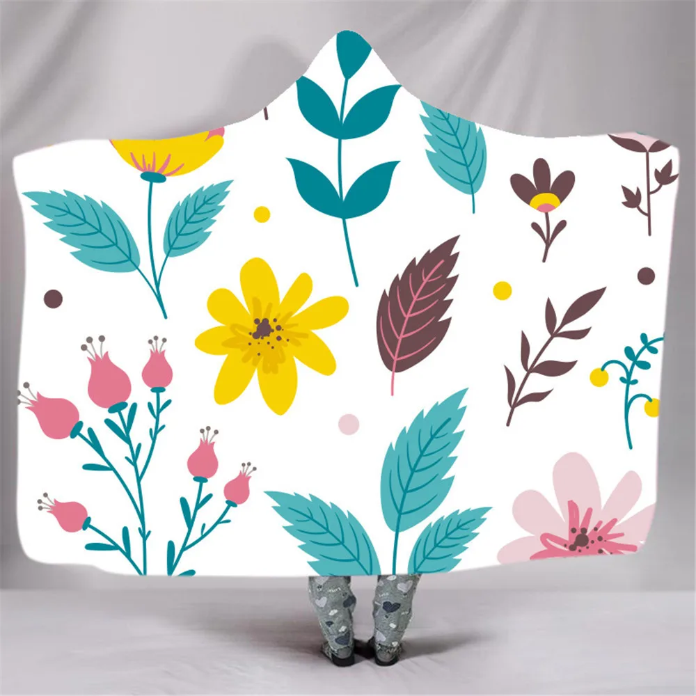 Мягкое одеяло с цветочным принтом розы теплое шерстяное бархатное капюшоном