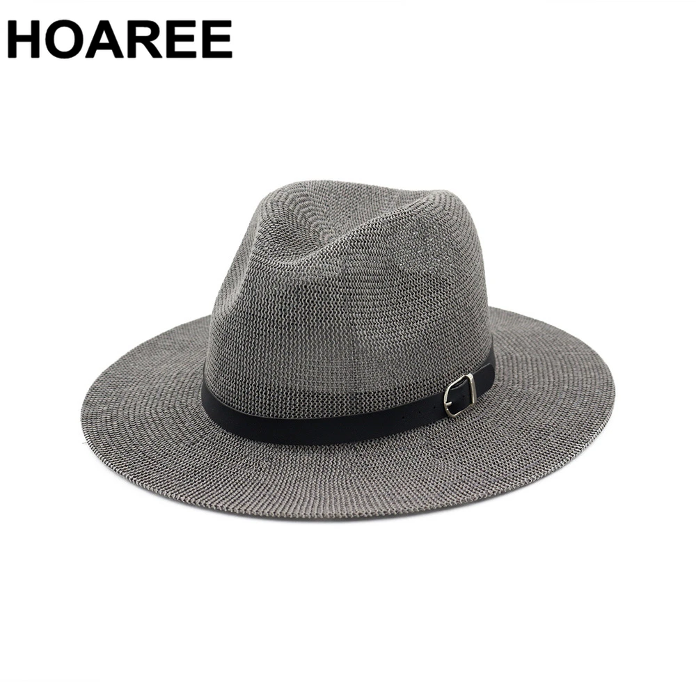 Шляпа HOAREE соломенная для мужчин и женщин Панама от солнца Пляжная с широкими