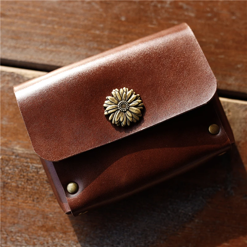 

New Design Genuine Leather Coin Purse Men Handmade Retro Small Short Wallet Real Leather Credit Card Holder For Male Money Clips