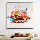 Уличный абстрактный граффити, художественный гамбургер, геймпад, Повседневная холщовая настенная фотография, Современное украшение для дома, Картина на холсте