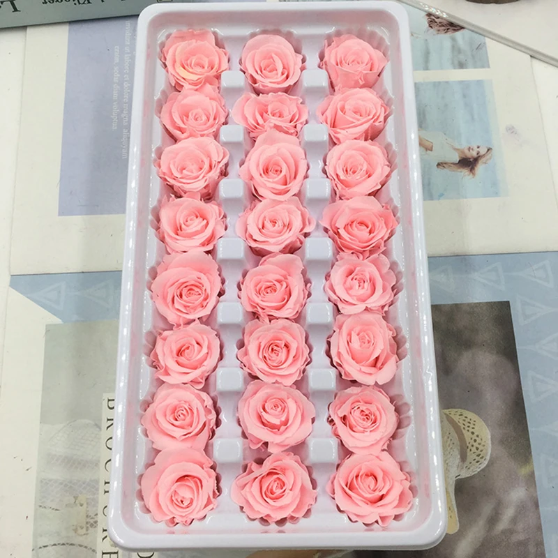 new pink 1 коробка высокое качество "Законсервированные" Цветы бессмертный «Розочка» для детей от 2-3 см в диаметре, подарок на день матери, вечная жизнь цветок Материал подарочная коробка - Цвет: new pink